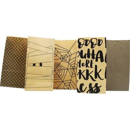 5pcs Halloween Candy Bag Halloween Kraft paper Candy Packaging Bag Candy Pouch Storage Bag Gift Pouches for Candy Gift