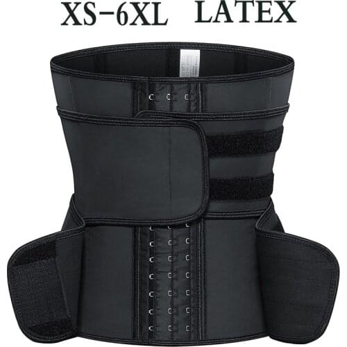 9 Steel Bone Women Firm Control Slimming Latex Double Waist Cincher Belts Corset Girdle Body Shaper Long Torso Weight Loss Sport