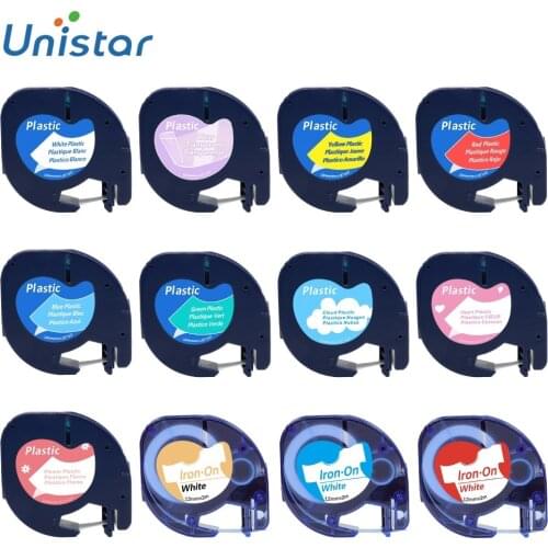 Unistar 91201 Compatible for DYMO Letra Tag Printer Letratag Plastic Label Tape 12mm Black on White LT91331 91221 Pinter Ribbon