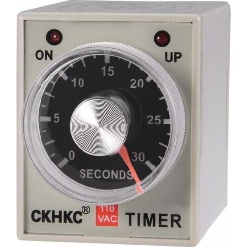 AC110V 220V DC12V DC24V 30S 8 Terminals Range Adjustable Delay Timer Time Relay AH3-3 with Base