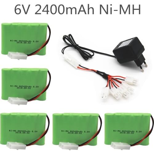 6v 2400mah AA NI-MH Battery with charger High capacity electric toy battery Remote car ship robot rechargeable 6 v Tamiya