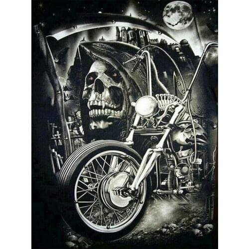 Diamond Painting Round Full Drill DIY Mosaic Embroidery 5D Cross Stitch Skeleton Grim Reaper Locomotive Scythe Castle Pattern