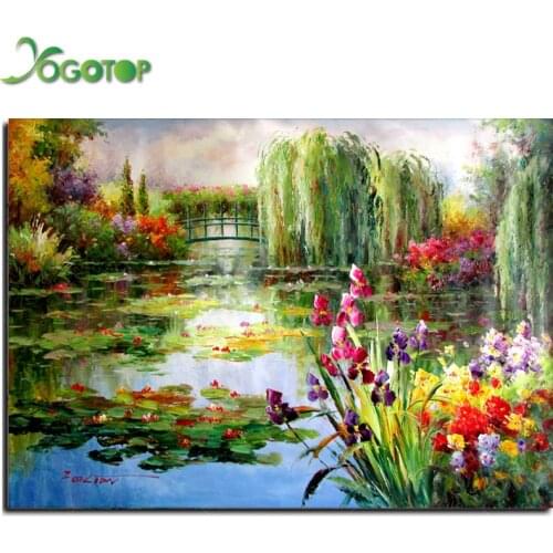 Diy Diamond painting Full mosaic picture Square 5d diamond Embroidery sale,wall arts Claude Monet Colorful Water Lily YY1681