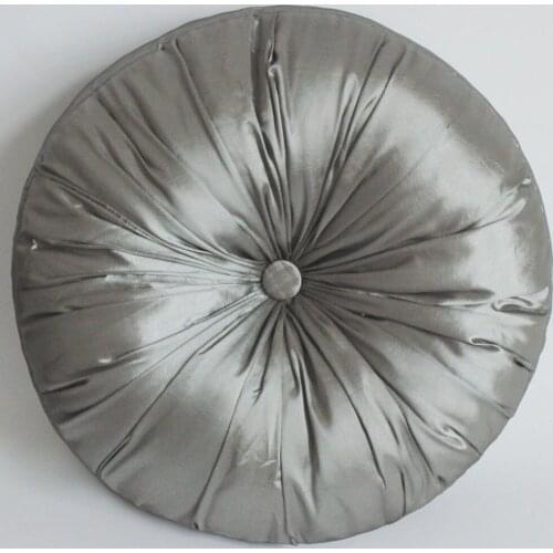 Free shipping! Faux Silk Button Design Round Cushion WIth 100% polyester filling 40cm 16" P1059