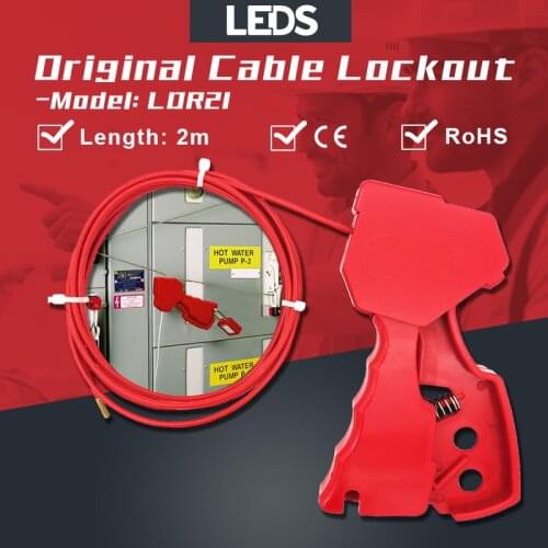 Original Cable Lockout Industrial Equipment Electrical Valve Shutdown Lock Universal Cable Safety LOTO Device Length 2m