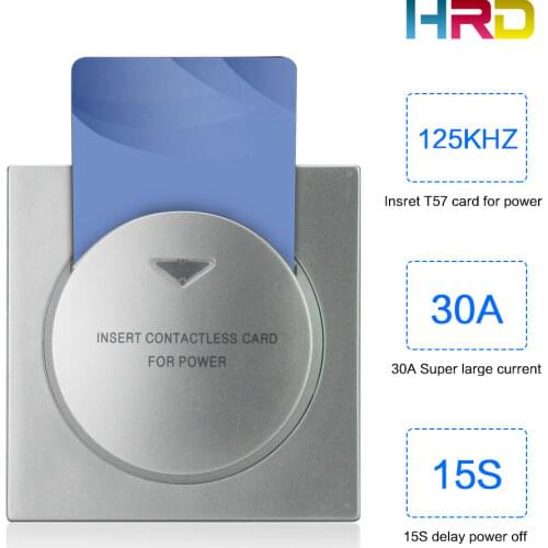 HiRead Brand Insert Hotel Room Card Key Energy Saving Round Sliver Switch With 125KHz T57 T5567 EM4305 RFID Card