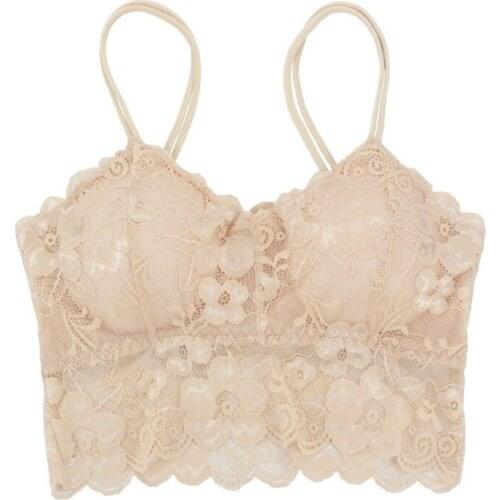 Sexy Women Lace Floral Bralette Bralet Bra Bustier Crop Tank Top Cami Padded Womens underwear