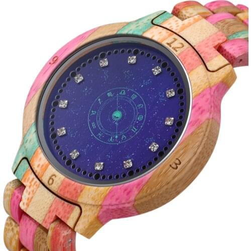 Colorful Wooden Watch for Male Unique LED Display Light Touch Screen Mens Watch Women Clock Night Vision Fashion Wristwatches
