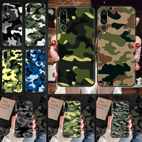 Camouflage Pattern Camo Phone case For Huawei P Mate P10 P20 P30 P40 10 20 Smart Z Pro Lite 2019 black 3D hoesjes trend Etui
