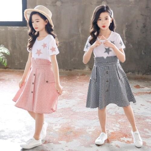 Kids Summer Dress 2021 New Girls Princess Dresses Fashion Children Plaid Clothes for Baby Girls 4 5 6 7 8 9 10 11 12 Years Old