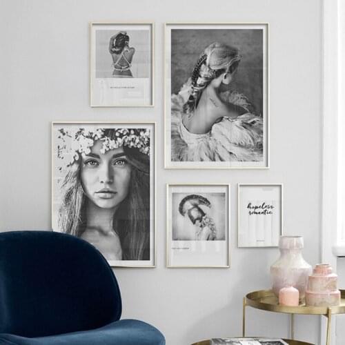 Girl Black White Quotes Warrior Scandinavian Wall Art Canvas Painting Posters And Prints Wall Pictures For Living Room Decor