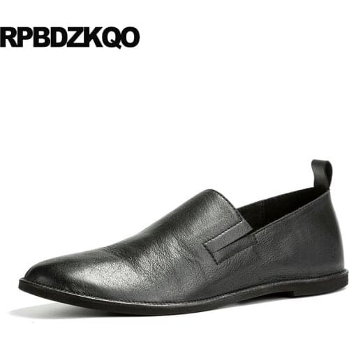 Designer Slip On Round Toe Italian Men Shoes Brand Casual High Quality Genuine Leather Fashion European Italy Black Luxury Real