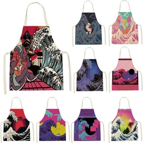 Apron Kids Apron Kitchen Household Item Ocean Print Apron Adult Hair Apron 55-68cm Apron Custom Logo Kitchen Supplie Tablier