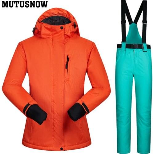 Hot Snowboarding Female Winter Windproof Waterproof Ladies Ski Sets Outdoor Riding Skiing Hiking Warm Jacket Pants Women Suit