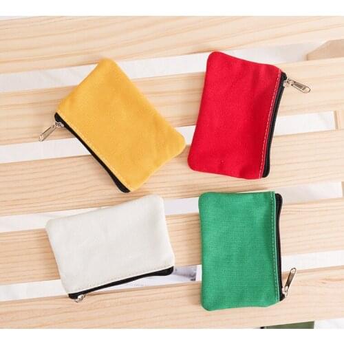 Canvas Cotton Bag Pure Zipper Coin Key Bag Money Pocket Women Men Hand-held Coin Purse Small Wallet Kid