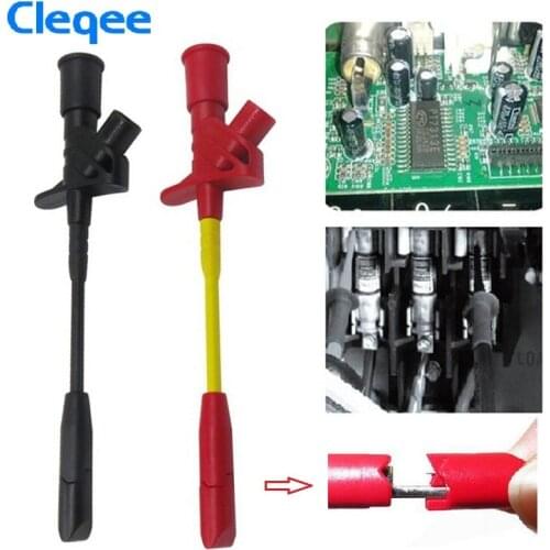 2018 Cleqee P5005 2pcs 10A Professional Piercing Needle Test Clips Multimeter Testing Probe Hook with 4mm Socket