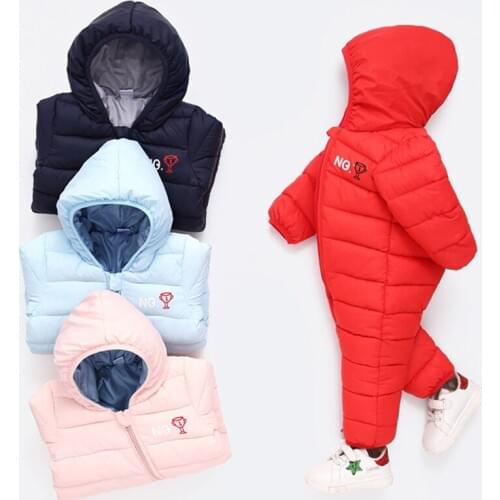 Newborn Baby Winter Hoodie Clothes Baby Climbing Jumpsuit Cotton Outwear Infant Girls Boys Rompers for 0-2 years old