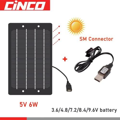 5 V 6 W 1200mA Solar Panel 3.6V 4.8V 6V 7.2V 8.4V 9.6V Cable USB Battery Charge Controller Ni-Cd Ni-MH Batteries Pack toys Car