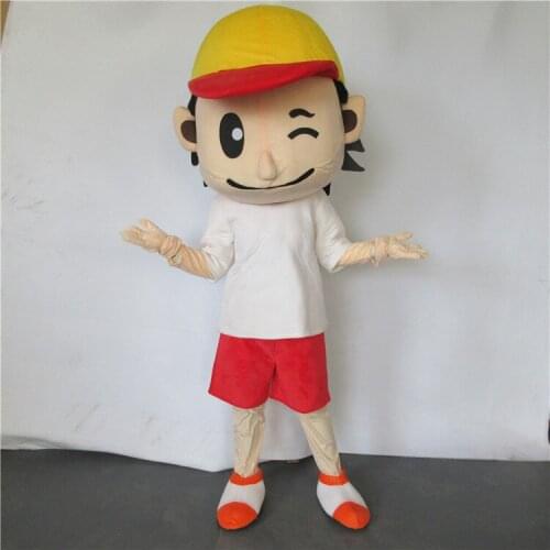 Boy Mascot Costume Boy with Hat Mascot Costumes Adult Size Outfit for Carnival Halloween Chrismas Party Events