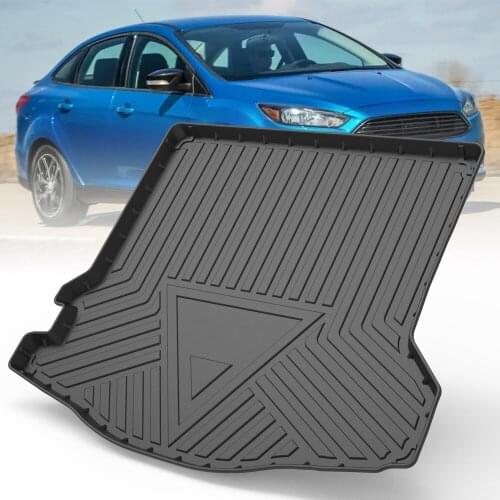 TPE Car Trunk Mats For Ford Focus Sedan 2012-2018 Rubber Cargo Liner Laser Measured Waterproof Protective Pads