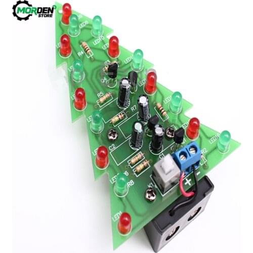 Red/Green LED Flash Christmas Tree DIY Kits LED 3D Christmas Tree Circuit Board Electronic Suite Holiday Decor