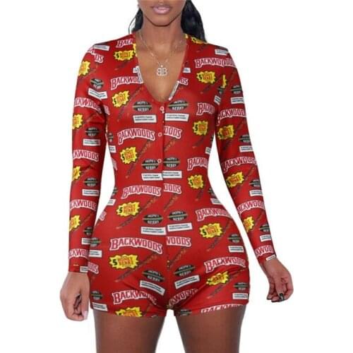 2020 Hot Sale Spring Womens Jumpsuit Cute Fashion Floral Long Sleeve Deep V Neck Bodycon Jumpsuit Bodysuit Romper Shorts Pants