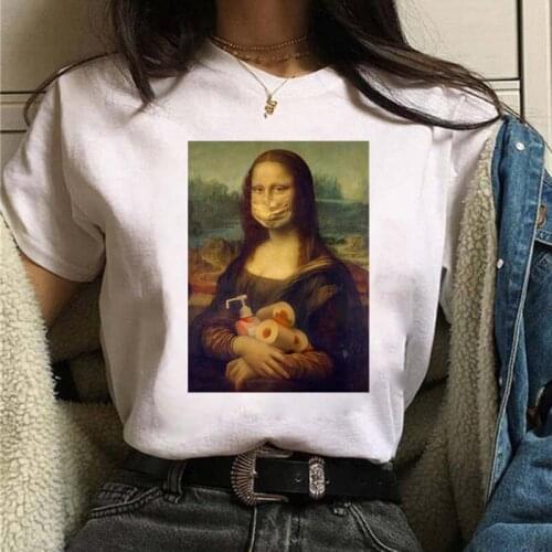 Fashion Women Tshirt Casual Funny White Mona Lisa T Shirt Women Tee Shirts Short Sleeve Female T-shirt Tumblr Tshirts Clothes