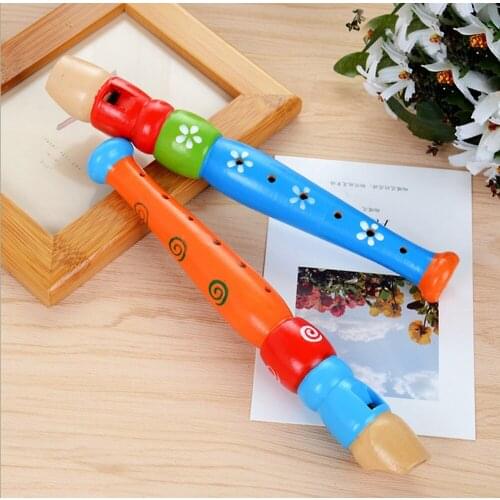 Cartoon wooden childrens piccolo toy Colorful Wooden Trumpet Buglet Hooter Bugle Educational Toy Gift For Kids Toys Musical