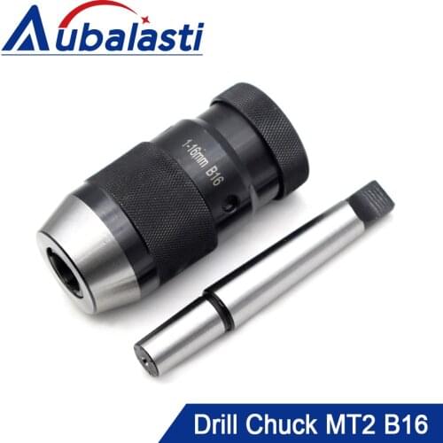 Aubalasti 1/32-1/2 Inch Keyless Drill Chuck With MT2 B16 Shank JT33 Arbor for CNC Tool