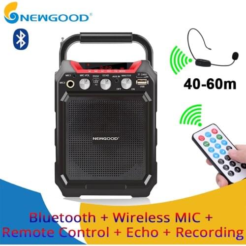 Portable Wireless Voice Amplifier with Wireless Microphone Bluetooth Speaker Megaphone For Teacher Guide TF USB disk Recording