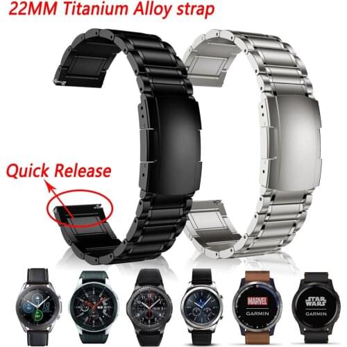 22mm Titanium Alloy Band For Samsung Galaxy Watch 46/Gear S3 Frontier/Huawei Watch GT GT2 46/Huami Amazfit GTR 47 correa strap