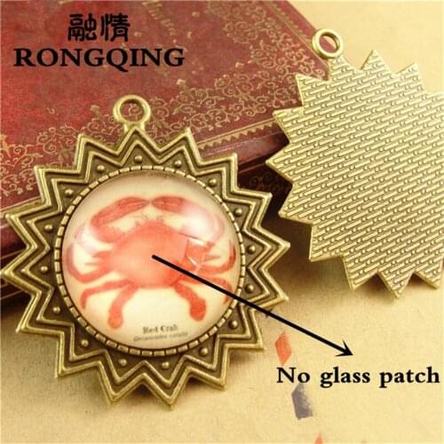 RONGQING 20pcs/lot Antique Bronze Roman Pattern Angle Retro Tray Jewelry Findings 25mm Cabochon Base Settings Pendant Jewelry