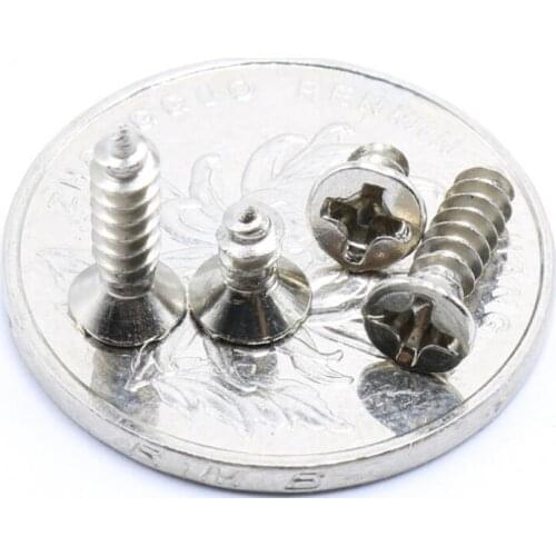 30pcs M1.4 stainless steel Phillips screw countersunk head self-tapping screws furniture decoration bolts 3mm-8mm length
