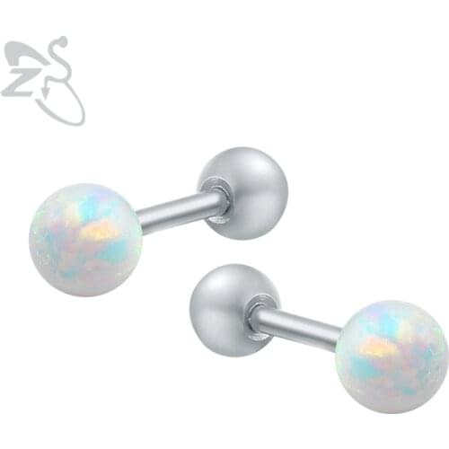 Natural Opal Stones Earrings Stainless Steel Ear Studs Helix Piercing Cartilage For Female Women Cute Earring Ears Accessories