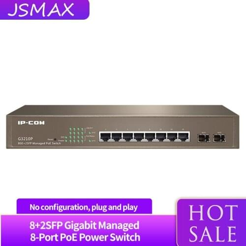 JSMAX IPCOM G3210P 8-Port Gigabit+2*SFP Managed PoE Switch Suitable Plug and play HD monitoring network Switch