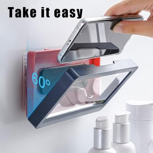 Wall Mounted Phone Case Waterproof Shower Phone Holder with Touch Screen Shower Phone Box No-Trace Bathroom Supply Organization