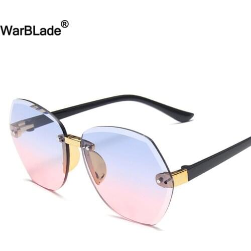 WarBLade New Women Rimless Sunglasses Brand Designer Sun Glasses Gradient Shades Cutting Lens Frameless Metal Eyeglasses UV400
