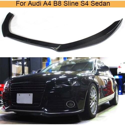 For S4 Carbon Fiber front bumper lip spoiler for Audi A4 B8 Sline S4 Sedan 2009-2012 Non for B8 Standard Black FRP