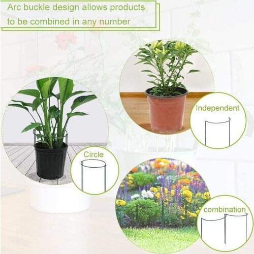 Plant Support Stake 8-Pack Half Round Metal Garden Plant Supports Green Garden Plant Support Ring Garden Border