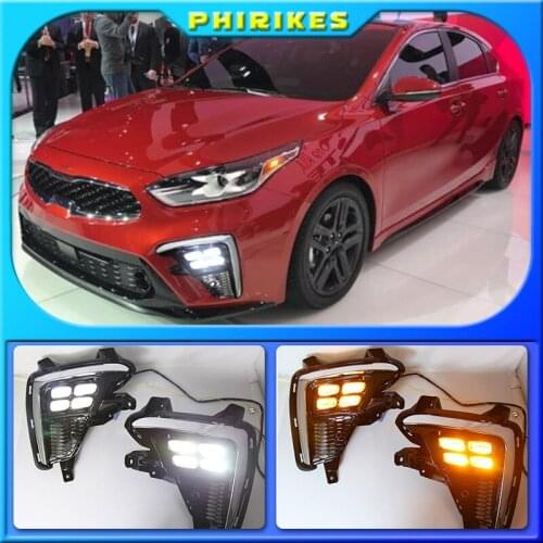 2Pcs LED Daytime Running Light For Kia K3 Cerato 2018 2019 2020 Flowing Turn Signal Relay 12V Car DRL Fog Lamp foglights