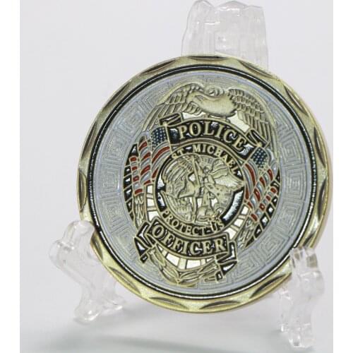 United States Badge Law Enforcement Patron Saint Archangel Saint Michel Strip Commemorative Coin Retro Color Flag Coin Crafts