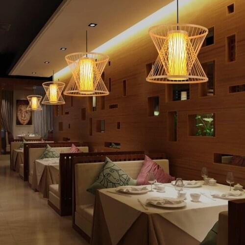 1 PC Japanese style Bamboo light Lantern Bar kitchen deco wood pendant Lamp Dining Room Pendant Light E27 LED Hanglamp lighting
