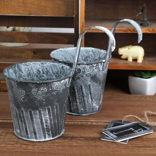 1PC Mini Flower Barrel 11.2cm Hanging Metal Pot Garden Balcony Wall Vertical Hanging Barrel Removable Flower Plant Basket