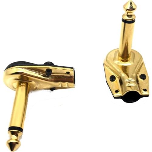 10pcs Jack 6.35mm Right Angle Mono Guitar Plug 90 Degree Elbow 6.5mm Jack Audio Microphone Amplifier Connector