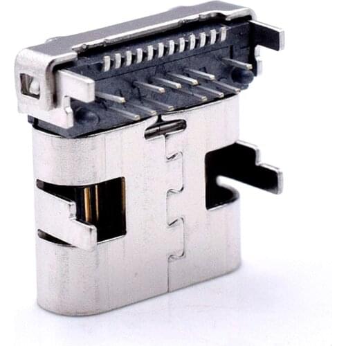 10 PCS of connector TYPE-C female socket 24PIN on-board four-pin plug-in board SMT+DIP front insert and rear paste