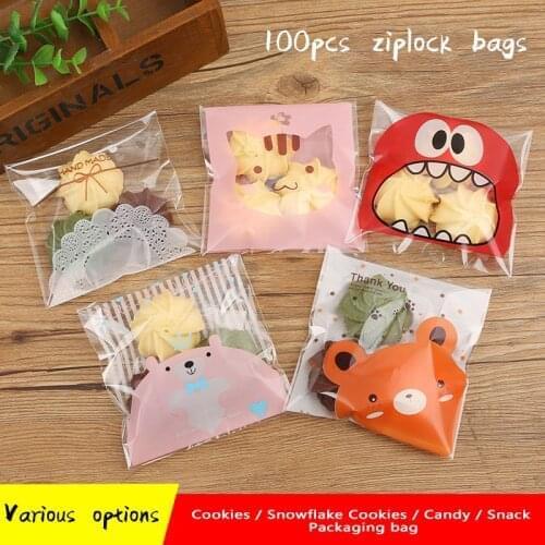 100pcs/lot Cookies Ziplock Bag Cute Green Monsters Homemade Handmade Snack Food Packaging Bag Wedding Nougat Wrapper Bag 10x10