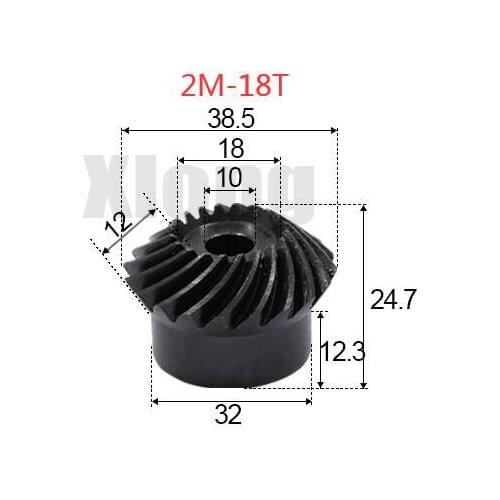2pcs 2M-18Teeths Inner Hole: 10mm Precision Spiral Bevel Gear