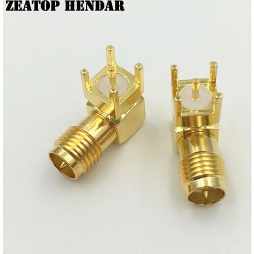 20Pcs Brass RP SMA Female Right Angle Jack 4 Leg PCB Mount Plug Straight RF Coaxial Connector Gold Plated