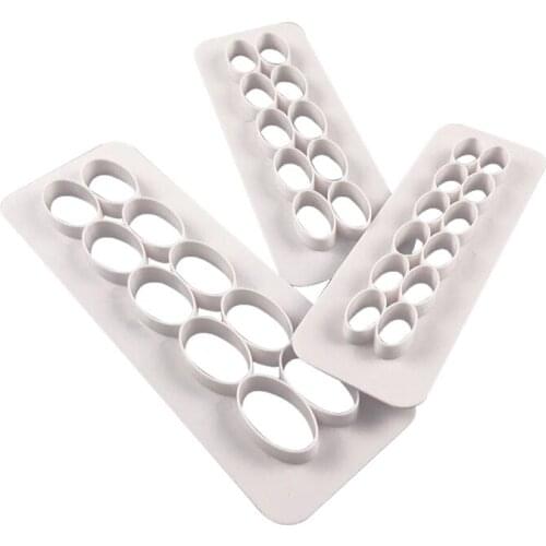 3pcs Food Grade Plastic Cake Printing Mould Color Spray Flower Home Kitchen Party Decorating DIY Biscuits Bread Baking Tools