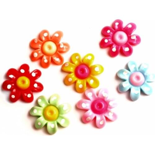 50Pcs Mixed Flower Resin Decoration Crafts Beads Flatback Cabochon Scrapbook Hair Clips DIY Embellishments Accessories Buttons
